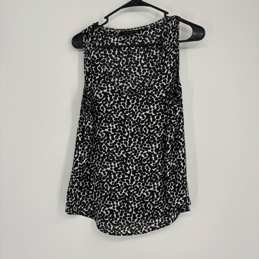 Banana Republic Black Polka Dot Scoop Neck Tank Blouse Size M Business Casual